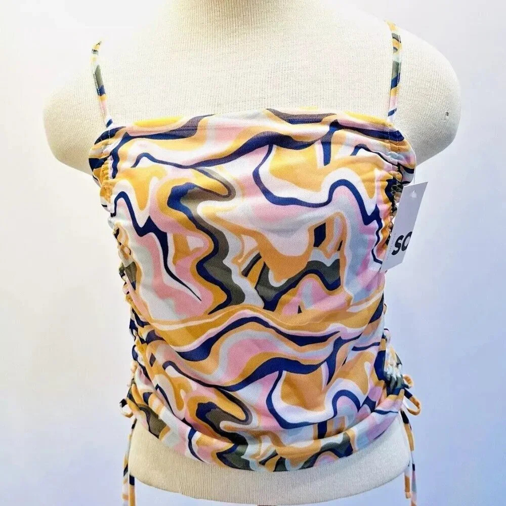 NWT SO GOODS FOR LIFE Women Sleeveless Straps Pullover SquareNeck Pink Top Large